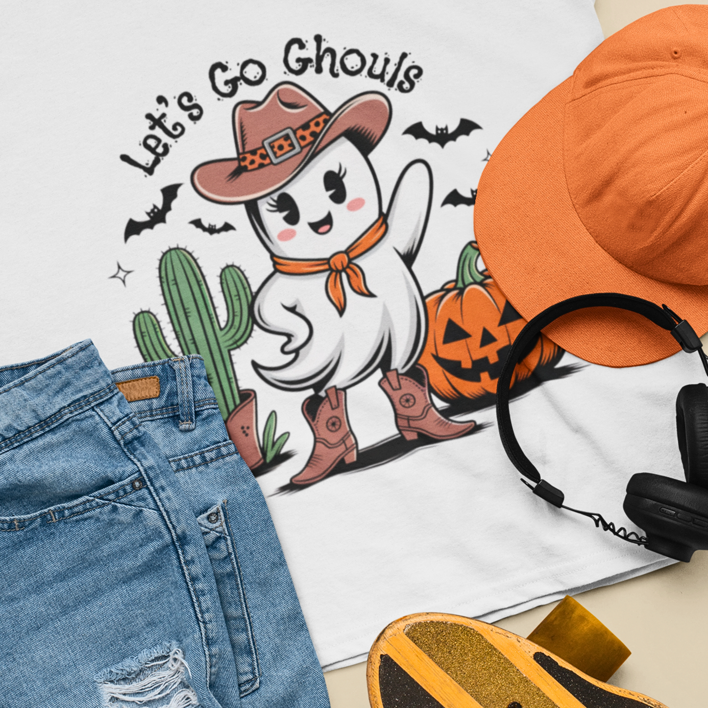 Let’s Go Ghouls Halloween Cowgirl Ghost T-Shirt