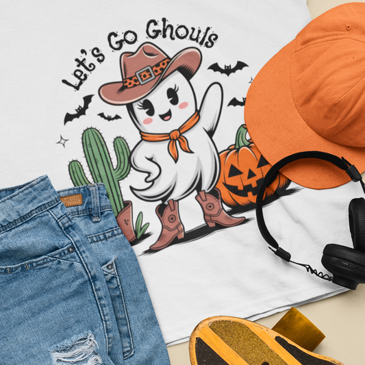 Let’s Go Ghouls Halloween Cowgirl Ghost T-Shirt