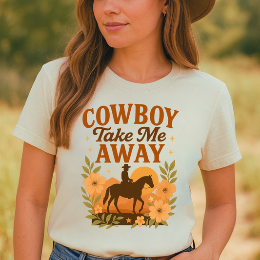 Cowboy Take Me Away Graphic T-Shirt – Boho Western Country Concert Tee